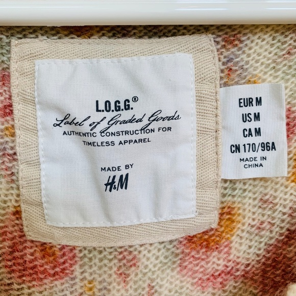 L.O.G.G. by H & M Wool Blend Floral Cardigan Button Up Sweater Size Medium - Picture 7 of 8